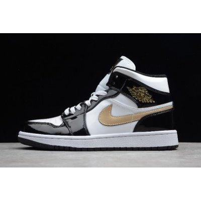 Nike Erkek Air Jordan 1 Mid Patent Siyah / Altın Basketbol Ayakkabısı Türkiye - HVQZ5XS4